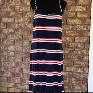 Blue,White & Red Stripe Maxi Dress